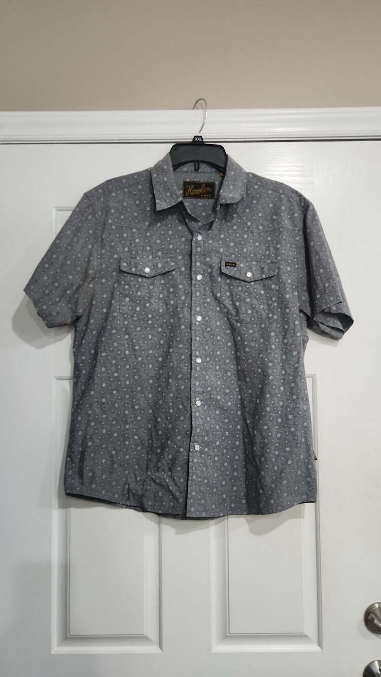 Howler Brothers Mansfield Short Sleeve Western Shirt Grey Micro Floral Size M